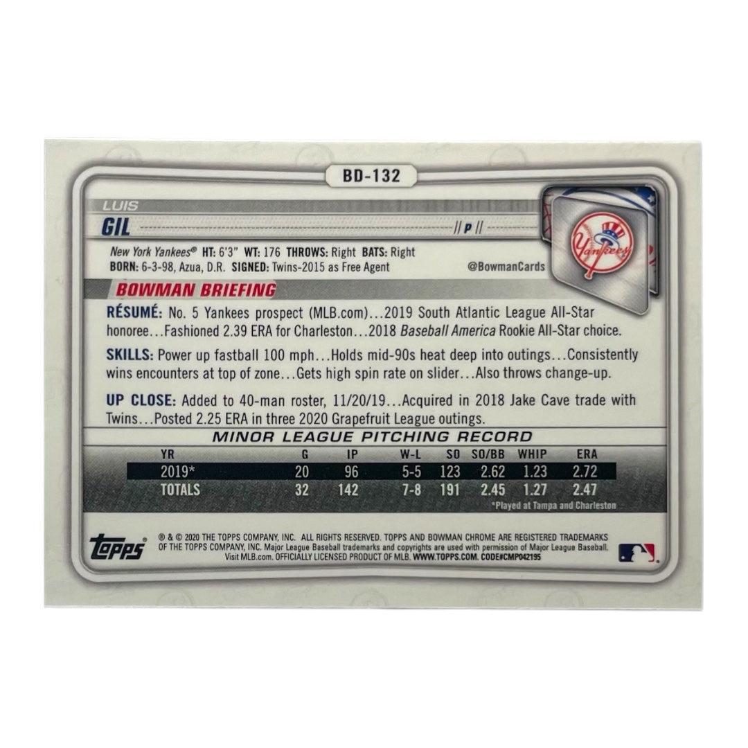 TOPPS MLBカード BOWMAN CHROME LUIS GIL NEW YORK YANKEES #BD-132 中古 IT2