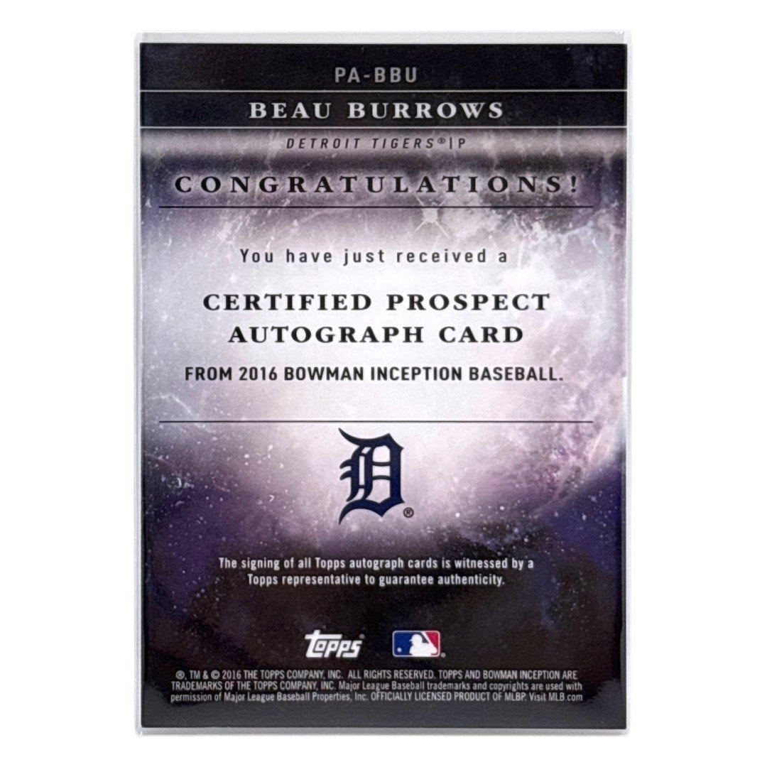 TOPPS MLBカード BOWMAN INCEPTION BEAU BURROWS DETROIT TIGERS /150 #PA-BBU 中古 IT1