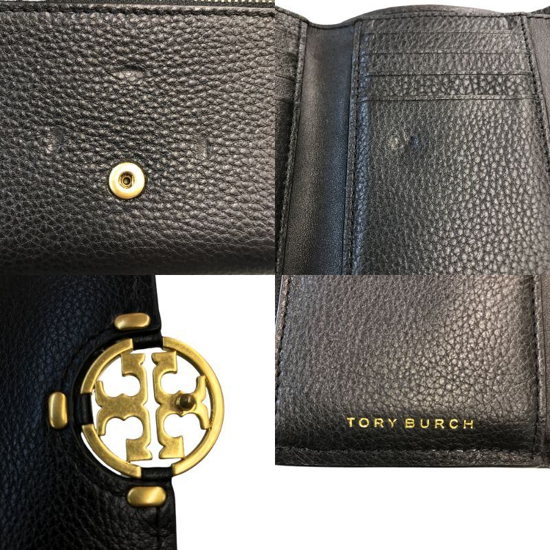 TORY BURCH トリーバーチ ミラー ミディアム ウォレット 財布 レディース 三つ折り レザー ブラック 10005626 中古 T1
