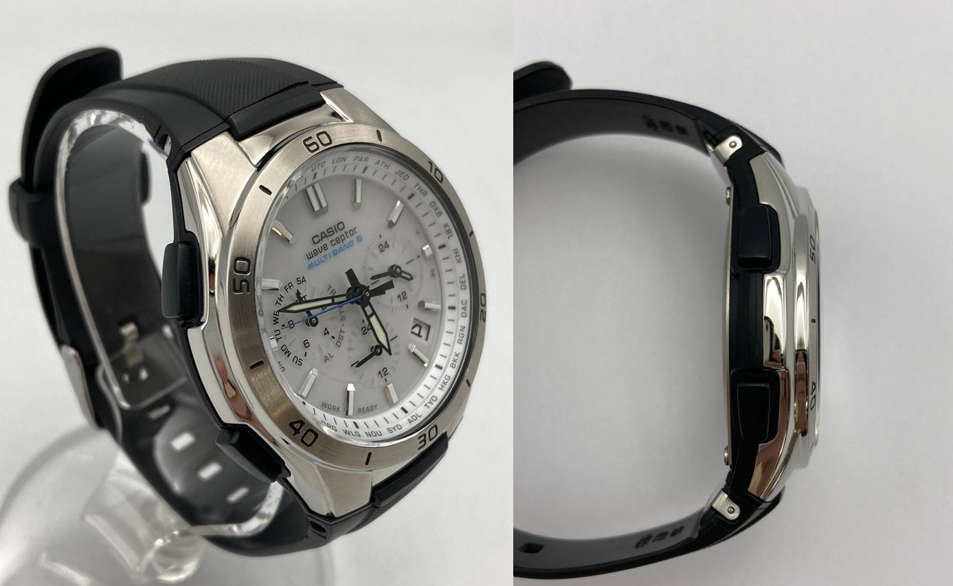 CASIO カシオ ウェーブセプター クロノグラフ ソーラー電波 腕時計 WVQ-M410-7AJF 中古 D4
