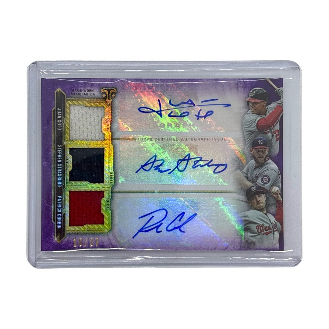 TOPPS MLBカード TRIPLE THREADS JUAN SOTO STEPHEN STRASBURG PATRICK CORBIN WASHINGTON NATIONALS 10/27 #ARC-SSC 中古 IT1
