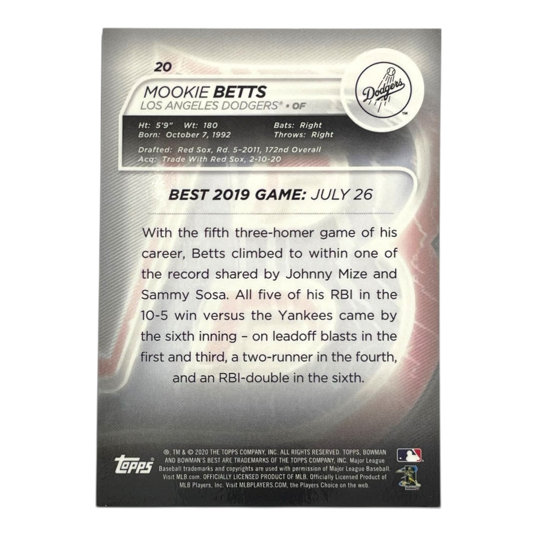 TOPPS MLBカード BOWMAN'S BEST MOOKIE BETTS LOS ANGELES DODGERS /250 #20 中古 IT2