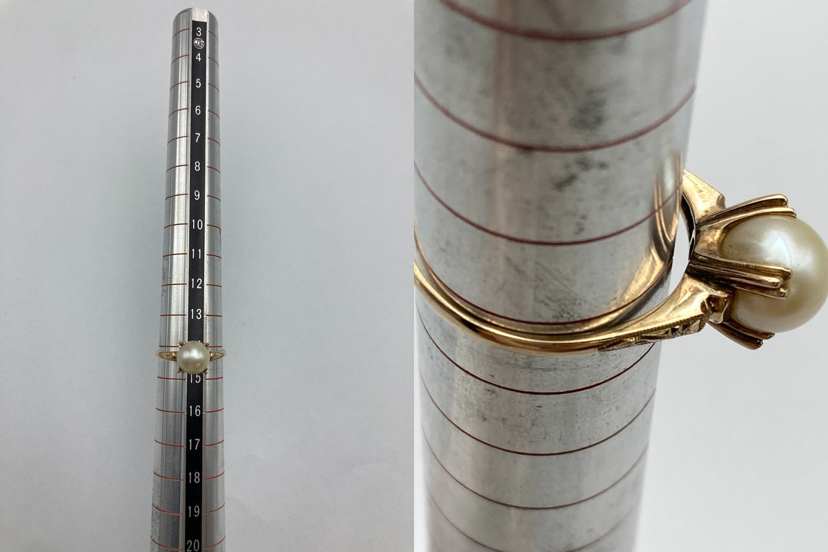 K18 7.5-8mmパール リング 14号 中古 D4