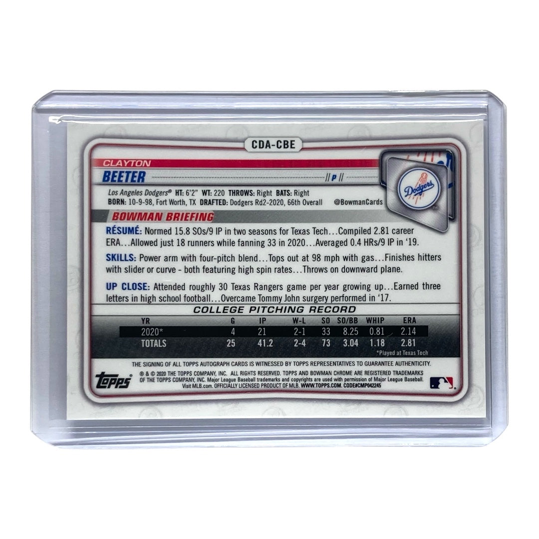 TOPPS MLBカード BOWMAN CHROME CLAYTON BEETER DODGERS #CDA-CBE 中古 IT2