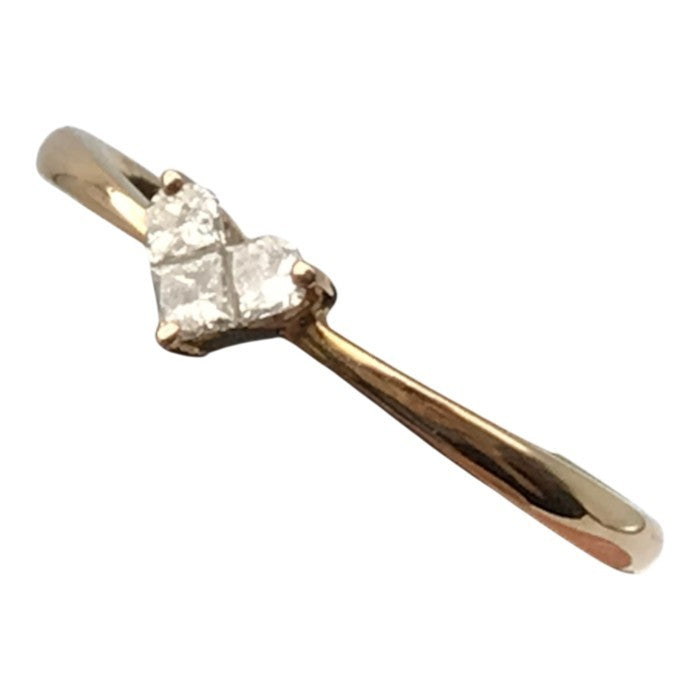 K10PG/ダイヤモンド0.10ct リング レディース ハートモチーフ シンプル ピンクゴールド 8号 中古 T1