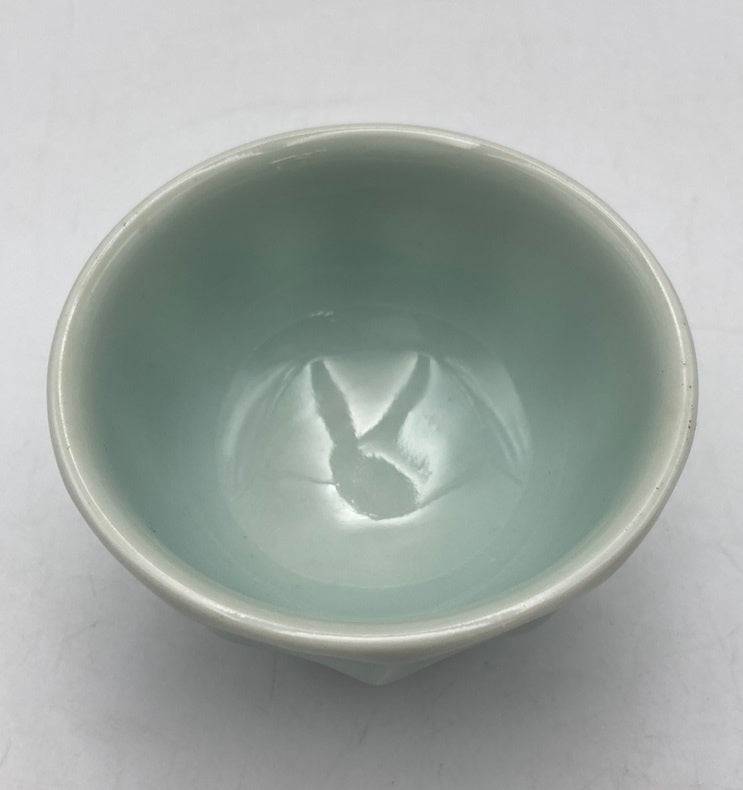 京焼 (宮永)理吉 青磁 影青鎬文 盃 酒杯 中古 D4