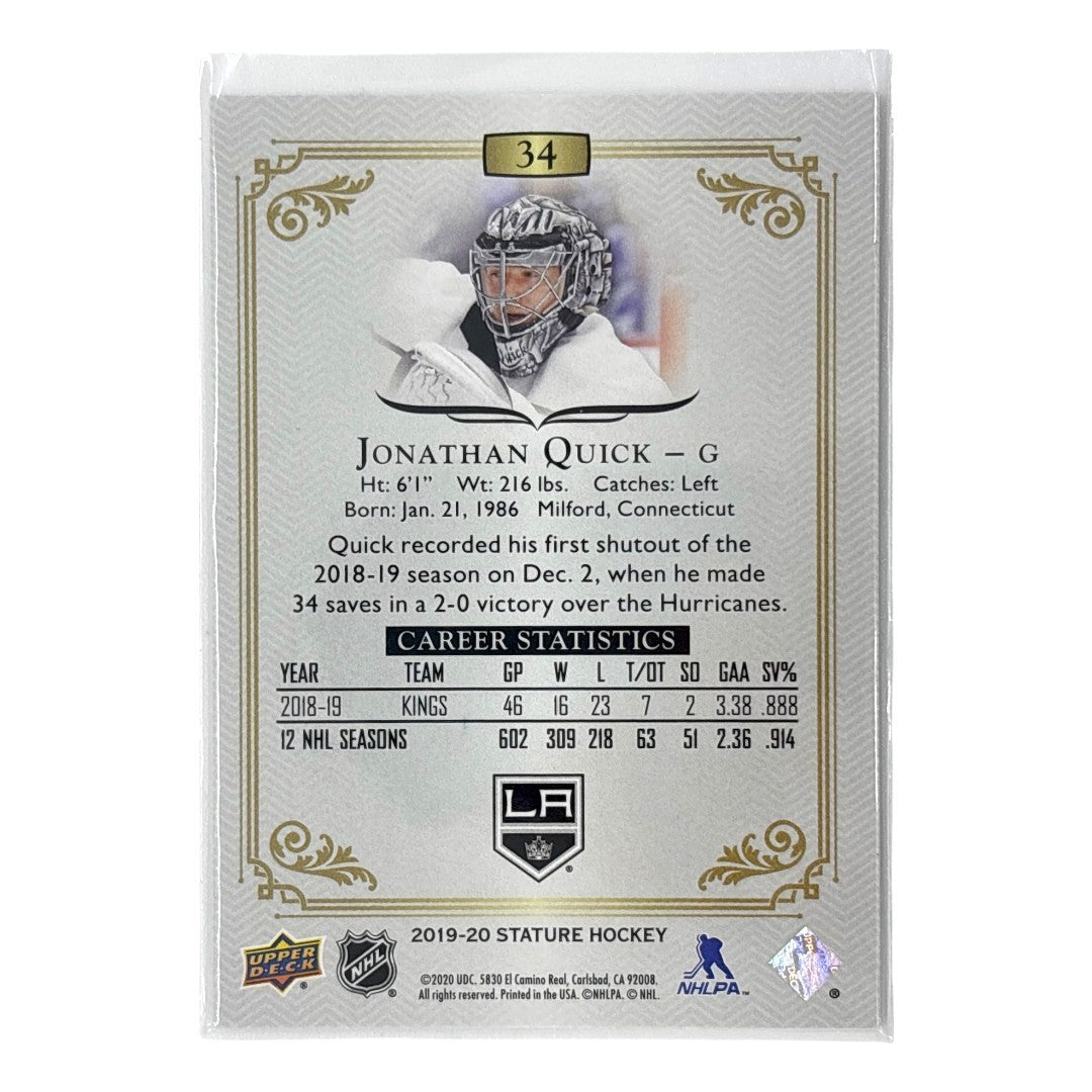 UPPER DECK NHLカード STATURE JONATHAN QUICK KINGS 31/75 #34 中古 IT1