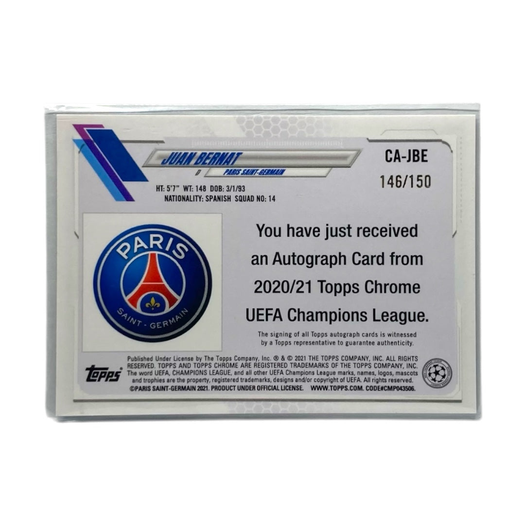 TOPPS サッカーカード CHROME JUAN BERNAT PARIS SAINT-GERMAN /150 #CA-JBE 中古 IT2