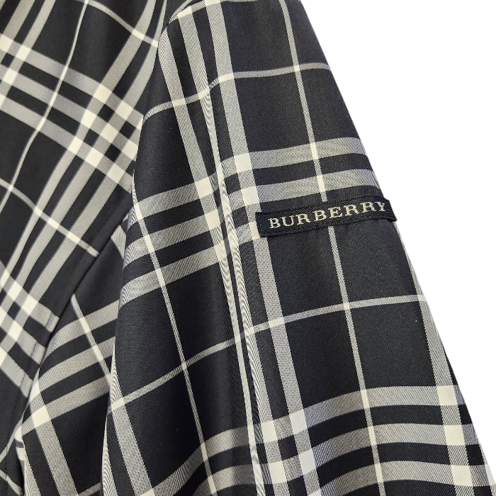 BURBERRY GOLF バーバリーゴルフ ブルゾン レディース 春秋 チェック柄 フルジップ ドローコード メッシュ ブラック/ホワイト Lサイズ BFP79-020-08 中古 T1