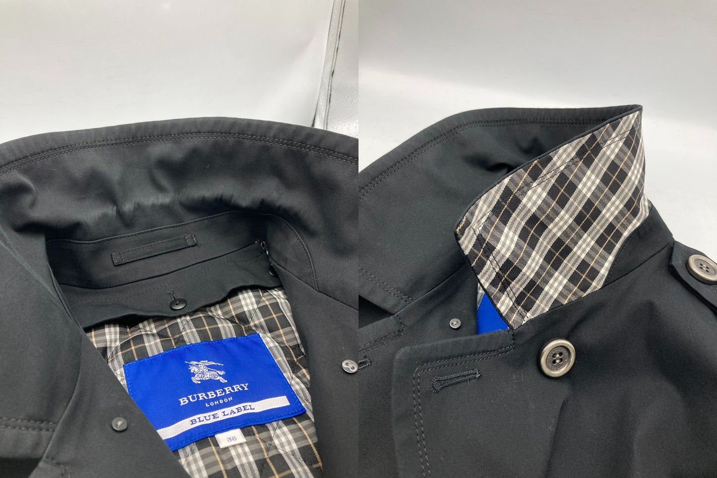 BURBERRY LONDON BLUE LABEL バーバリー ロンドン ブルーレーベル ショート丈 ダブルブレストコート サイズ38 中古 D4