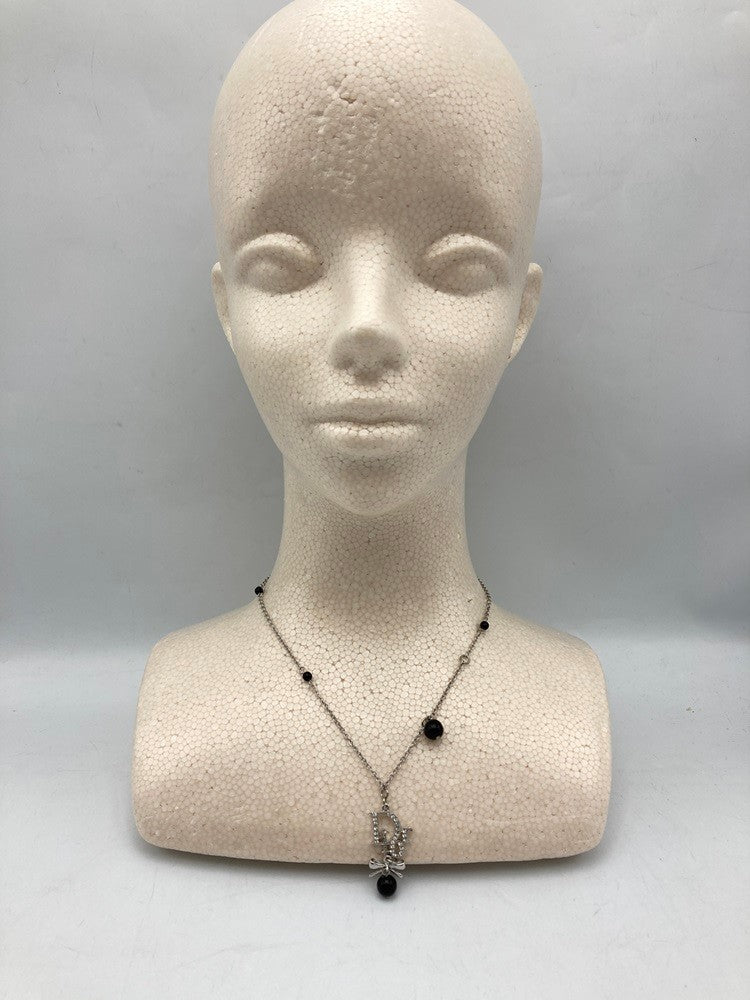 Christian Dior クリスチャンディオール リボン ロゴ ネックレス 中古 D4