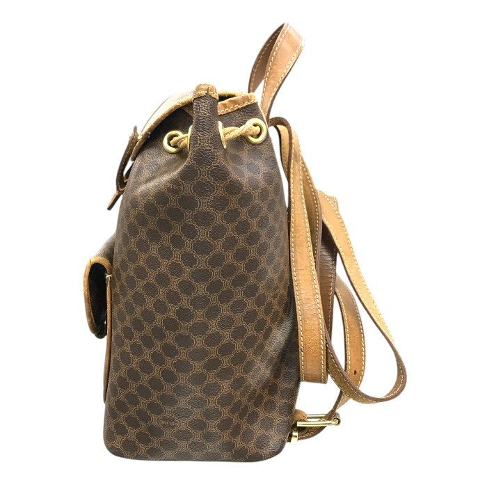 CELINE セリーヌ マカダム リュックサック レディース PVC/レザー ブラゾン バックパック ヴィンテージ ブラウン 中古 T1
