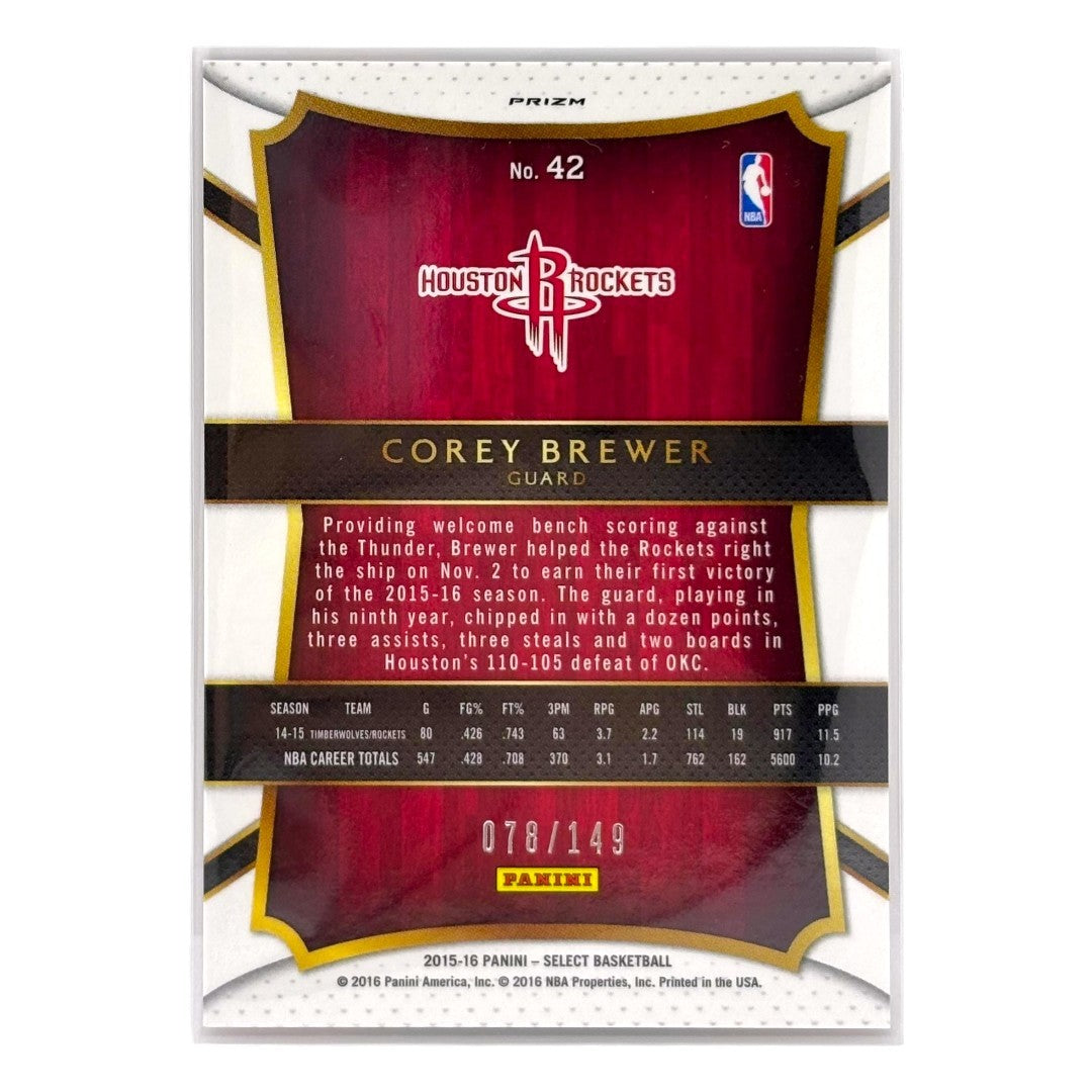 PANINI NBAカード SELECT PRIZM COREY BREWER ROCKETS /149 #42 中古 IT1