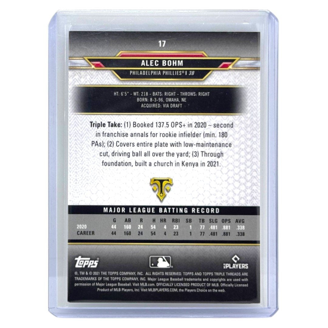 TOPPS MLBカード TRIPLE THREADS ALEC BOHM PHILADELPHIA PHILLIES /99 #17 中古 IT1