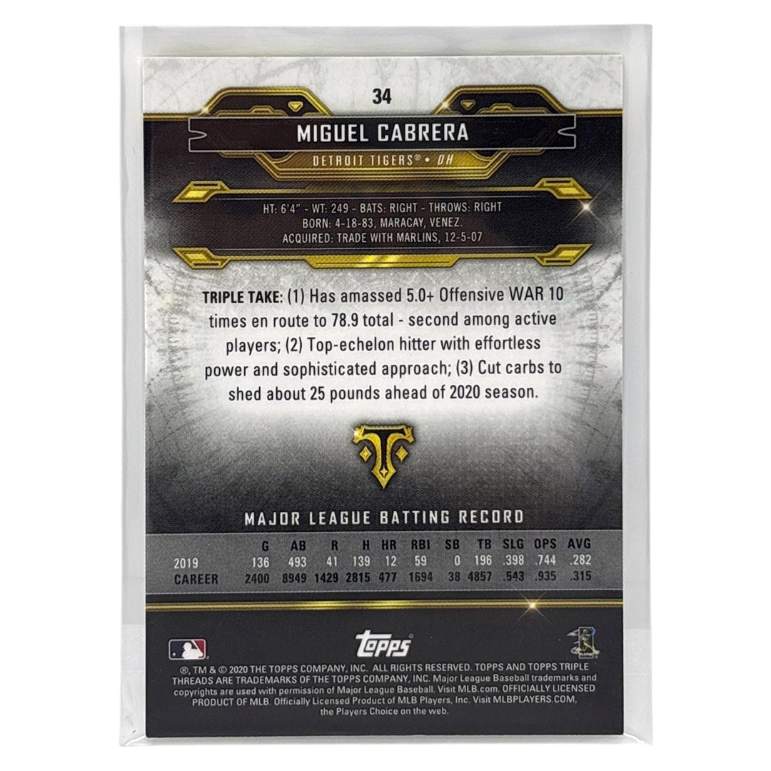 TOPPS MLBカード TRIPLE THREADS MIGUEL CABRERA DETROIT TIGERS /75 #34 中古 IT1