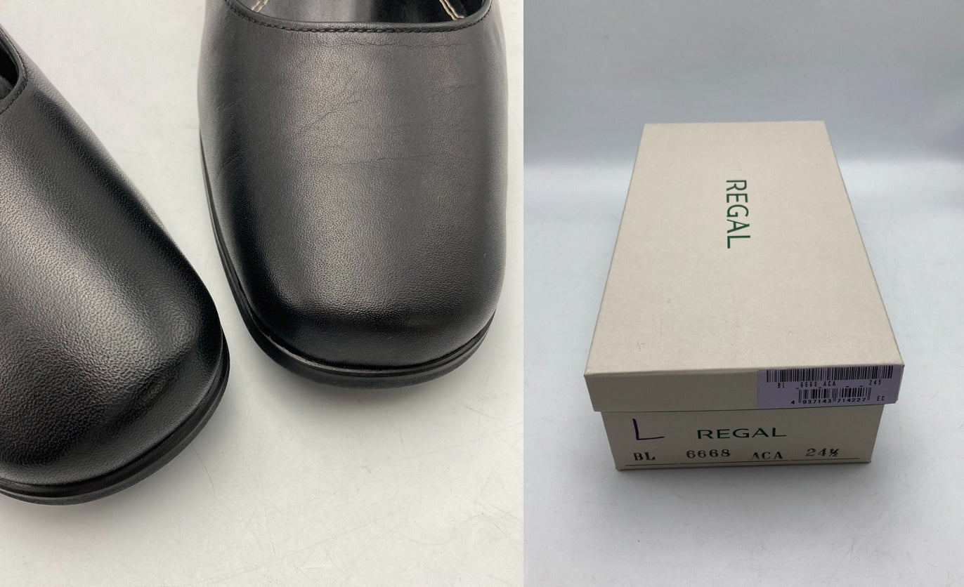REGAL リーガル レディース プレーン ローヒールパンプス ブラック 6668 サイズ24.5cm 中古 D4