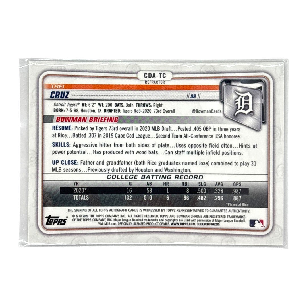 TOPPS MLBカード BOWMAN CHROME 1ST TREI CRUZ DETROIT TIGERS /499 #CDA-TC 中古 IT1