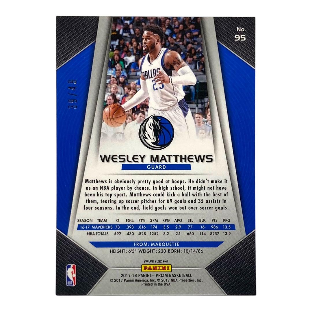 PANINI NBAカード PRIZM WESLEY MATTHEWS MAVERICKS /49 #95 中古 IT2