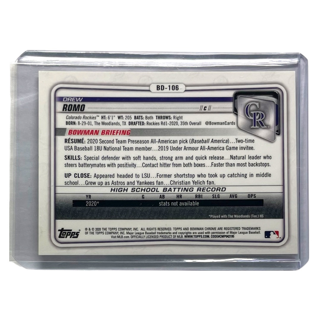 TOPPS MLBカード BOWMAN CHROME 1ST DREW ROMO COLORADO ROCKIES /50 #BD-106 中古 IT2