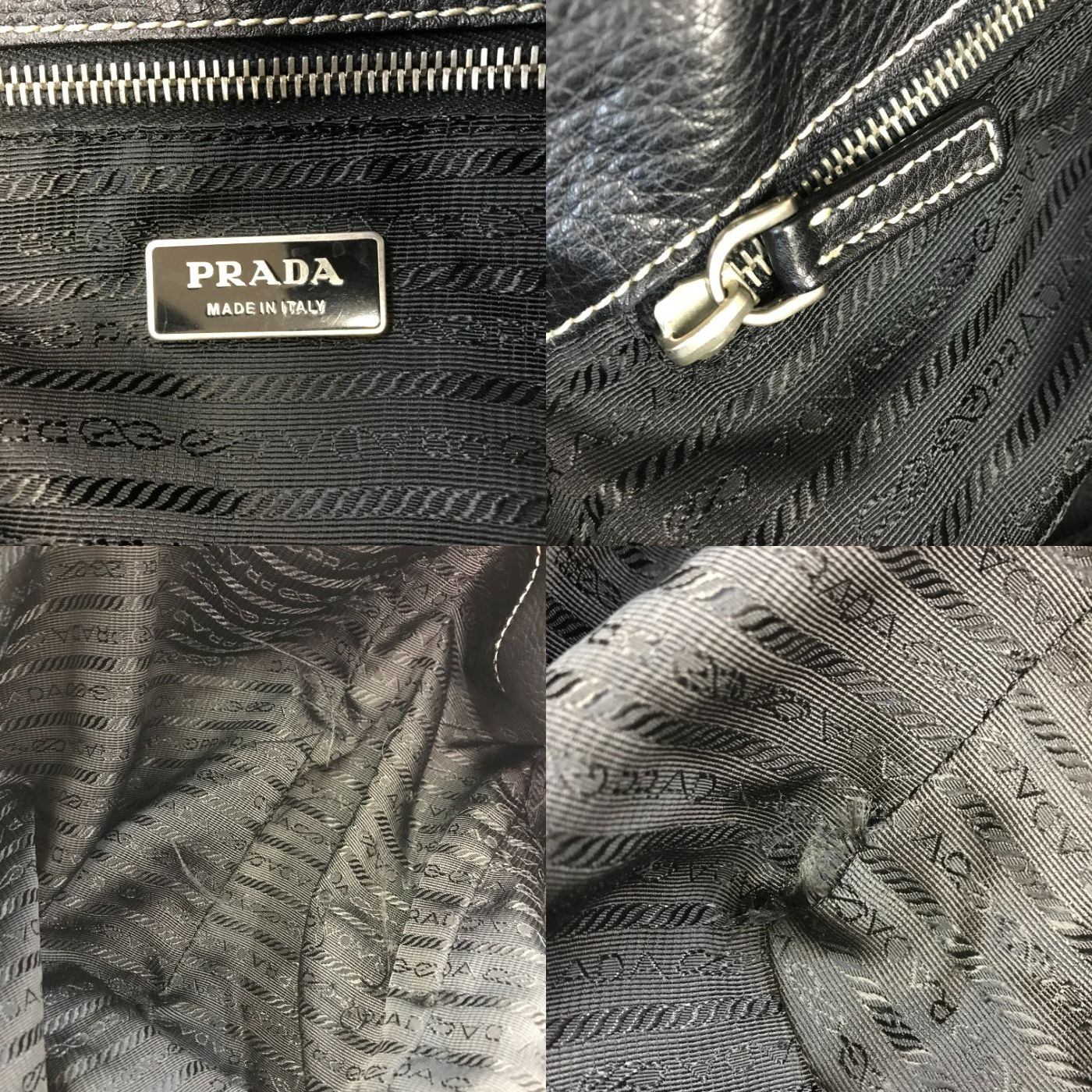 PRADA プラダ トートバッグ レディース レザー ショルダー ハンドバッグ ベルトデザイン A4収納 通勤 ブラック 中古 T1