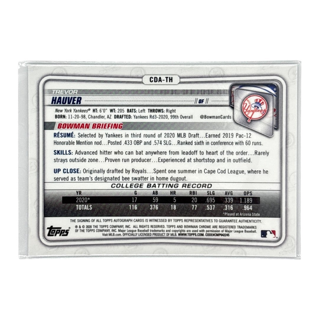 TOPPS MLBカード BOWMAN CHROME 1ST TREVOR HAUVER NEW YORK YANKEES /250 #CDA-TH 中古 IT1