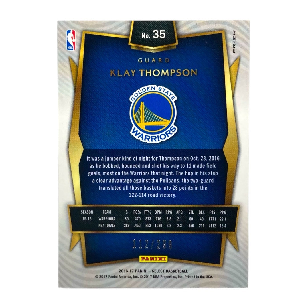 PANINI NBAカード SELECT PRIZM KLAY THOMPSON GOLDEN STATE WARRIORS /299 #35 中古 IT2