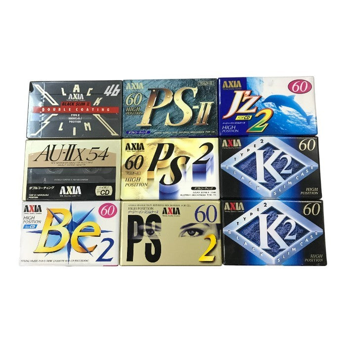 AXIA カセットテープ ハイポジション 46分/54分/60分 9本セット オーディオ 録音用メディア まとめ売り 中古 T1