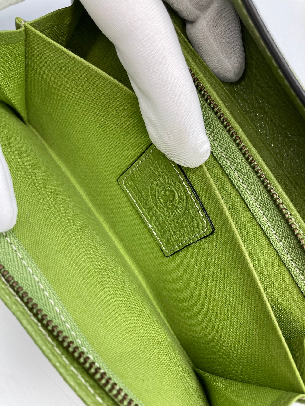 SERRATURA セッラトゥラ レザー 長財布 かぶせ蓋 ホック メンズ グリーン 中古 4