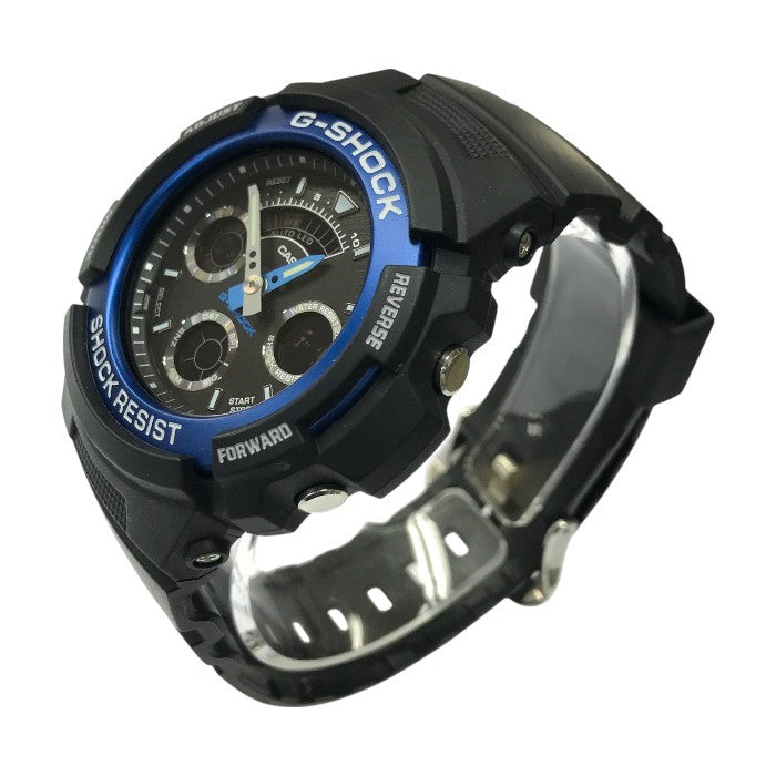 CASIO カシオ G-SHOCK 腕時計 メンズ クォーツ アナログ/デジタル メタルベゼル ブラック/ブルー AW-591-2AJF 中古 T1