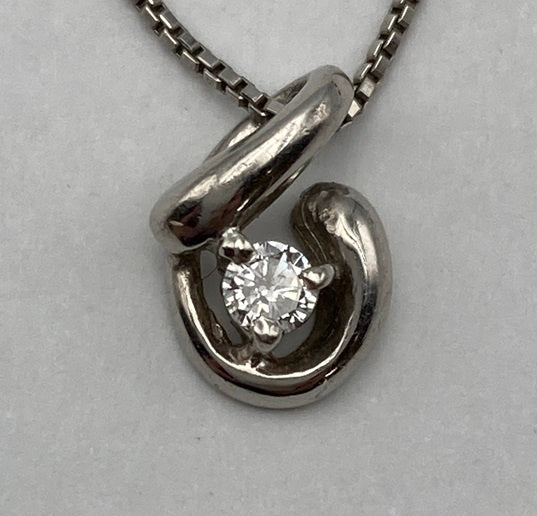 Pt900/Pt850 ダイヤ0.10ct プラチナネックレス 中古 D4