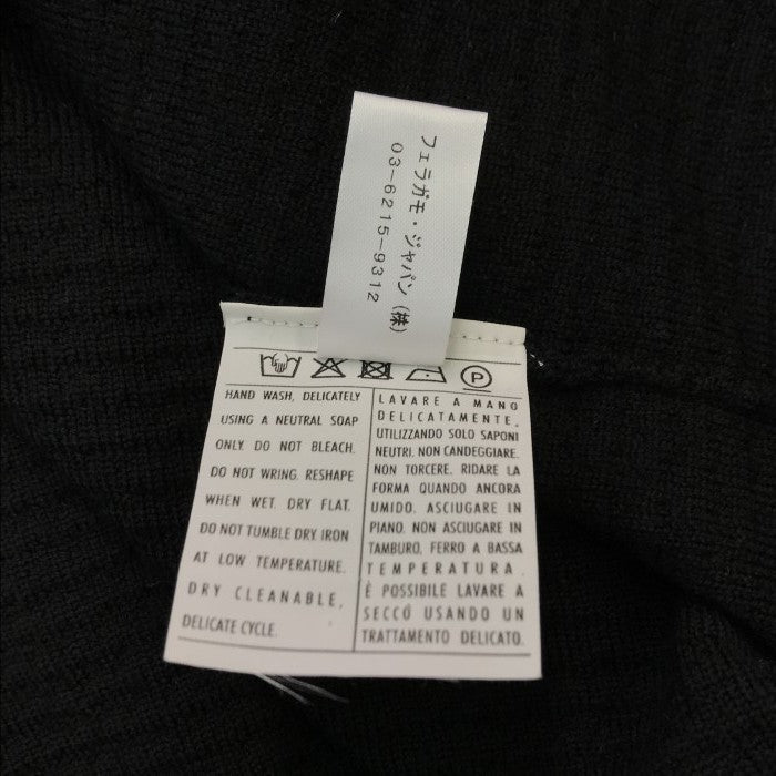 Salvatore Ferragamo フェラガモ カーディガン メンズ ウール 長袖 薄手 比翼仕立て ブラック XLサイズ 中古 T1