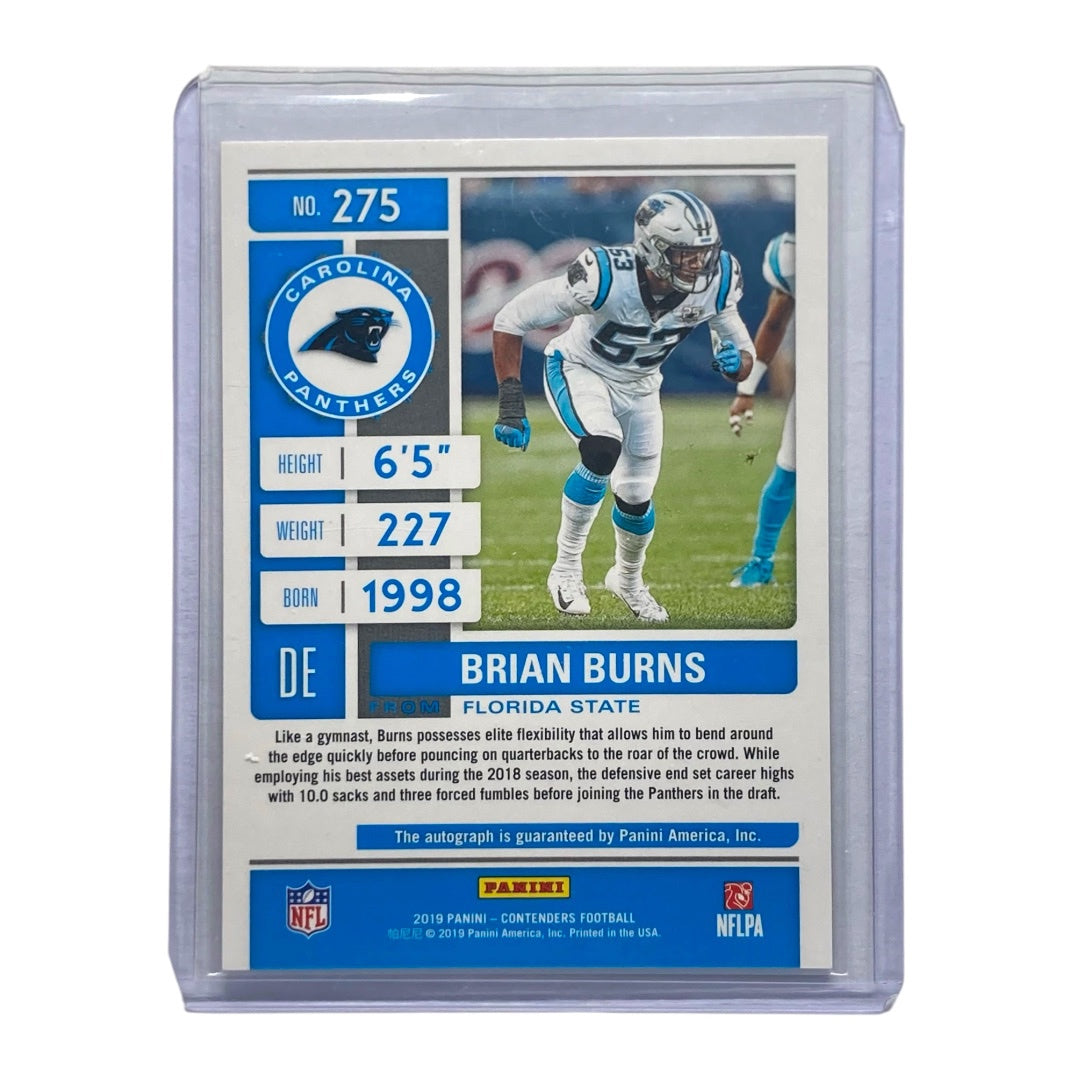 PANINI NFLカード CONTENDERS BRIAN BURNS PANTHERS 42/99 #275 中古 IT2
