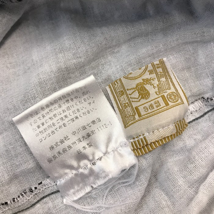 中川政七商店 もんぺパンツ レディース コットン ドビー織 格子模様 ウエストゴム 裾ゴム グレー Lサイズ 中古 T1