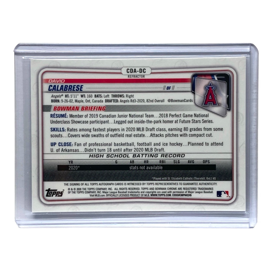 TOPPS MLBカード BOWMAN CHROME DAVID CALABRESE ANGELS 180/499 #CDA-DC 中古 IT2