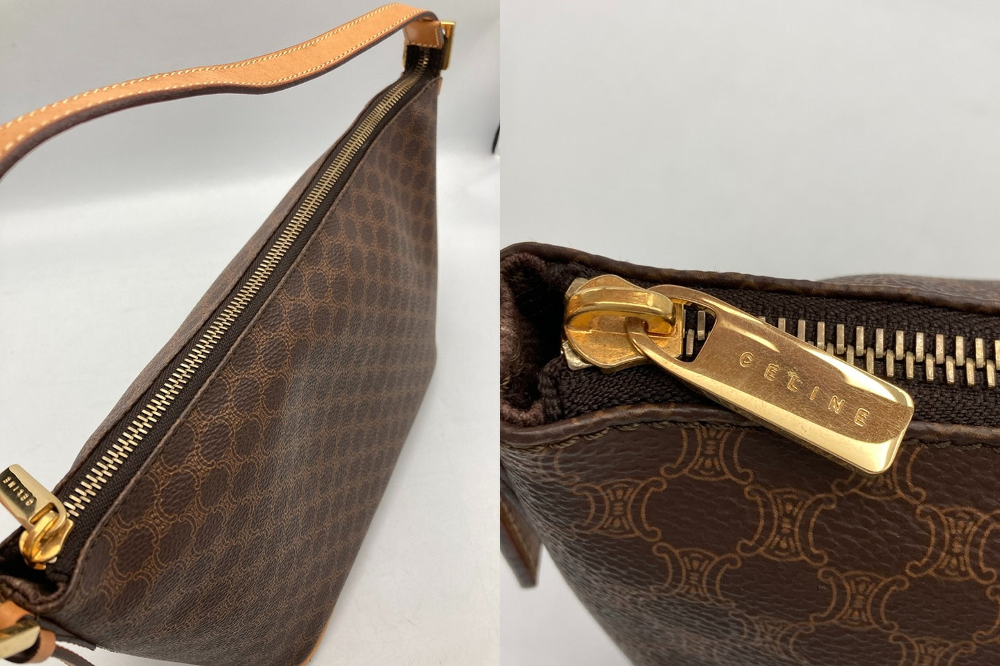 CELINE セリーヌ マカダム ワンショルダー ハンドバッグ 中古 D4