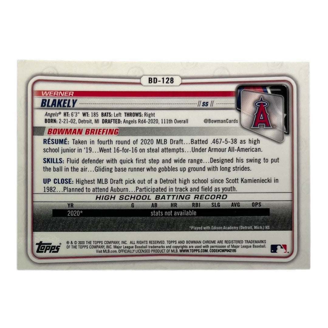 TOPPS MLBカード BOWMAN CHROME 1ST WERNER BLAKELY ANGELS #BD-128 中古 IT2