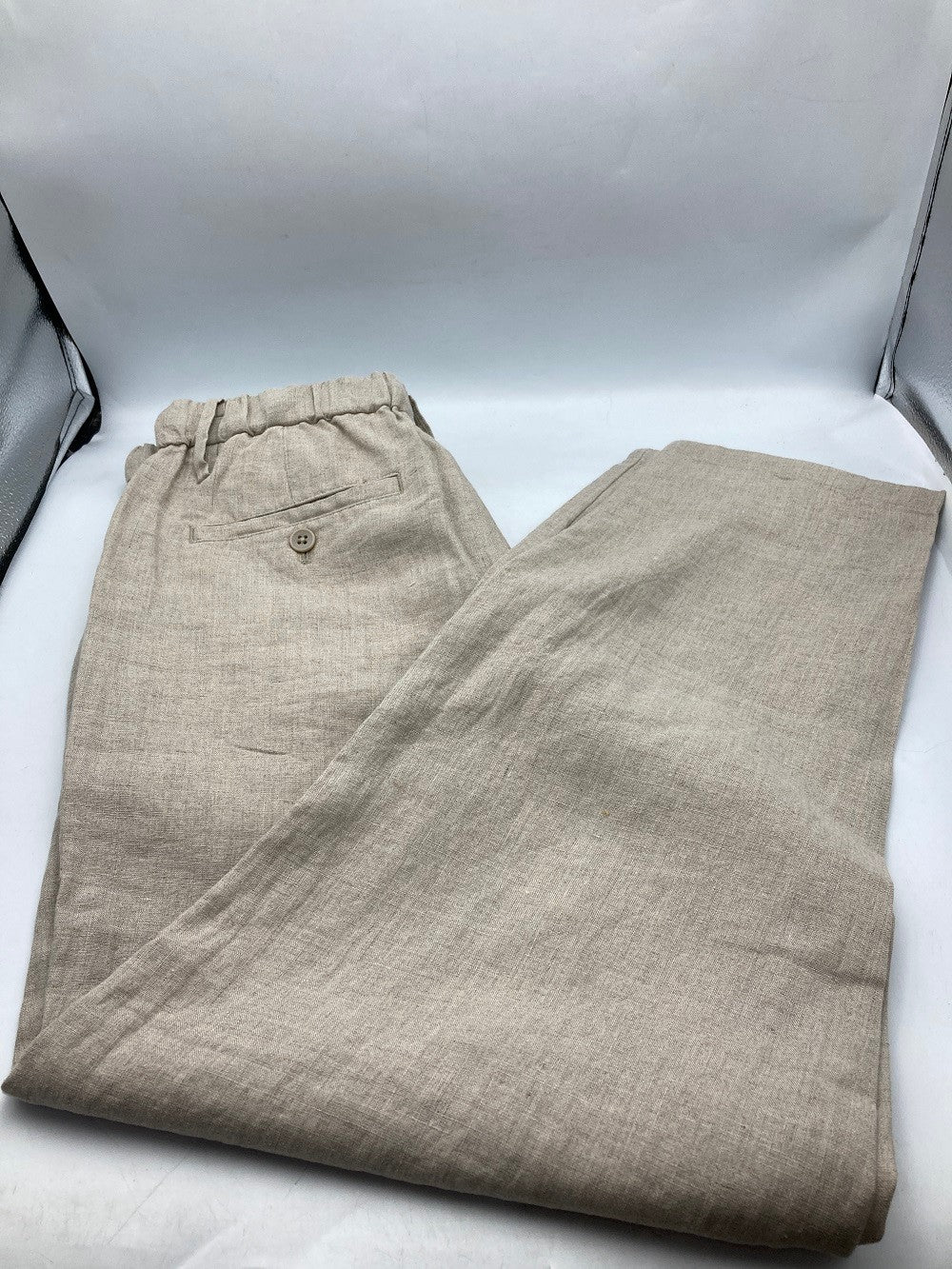 無印良品 リネン 洗いざらし テーパードパンツ 生成 サイズM 中古 D4