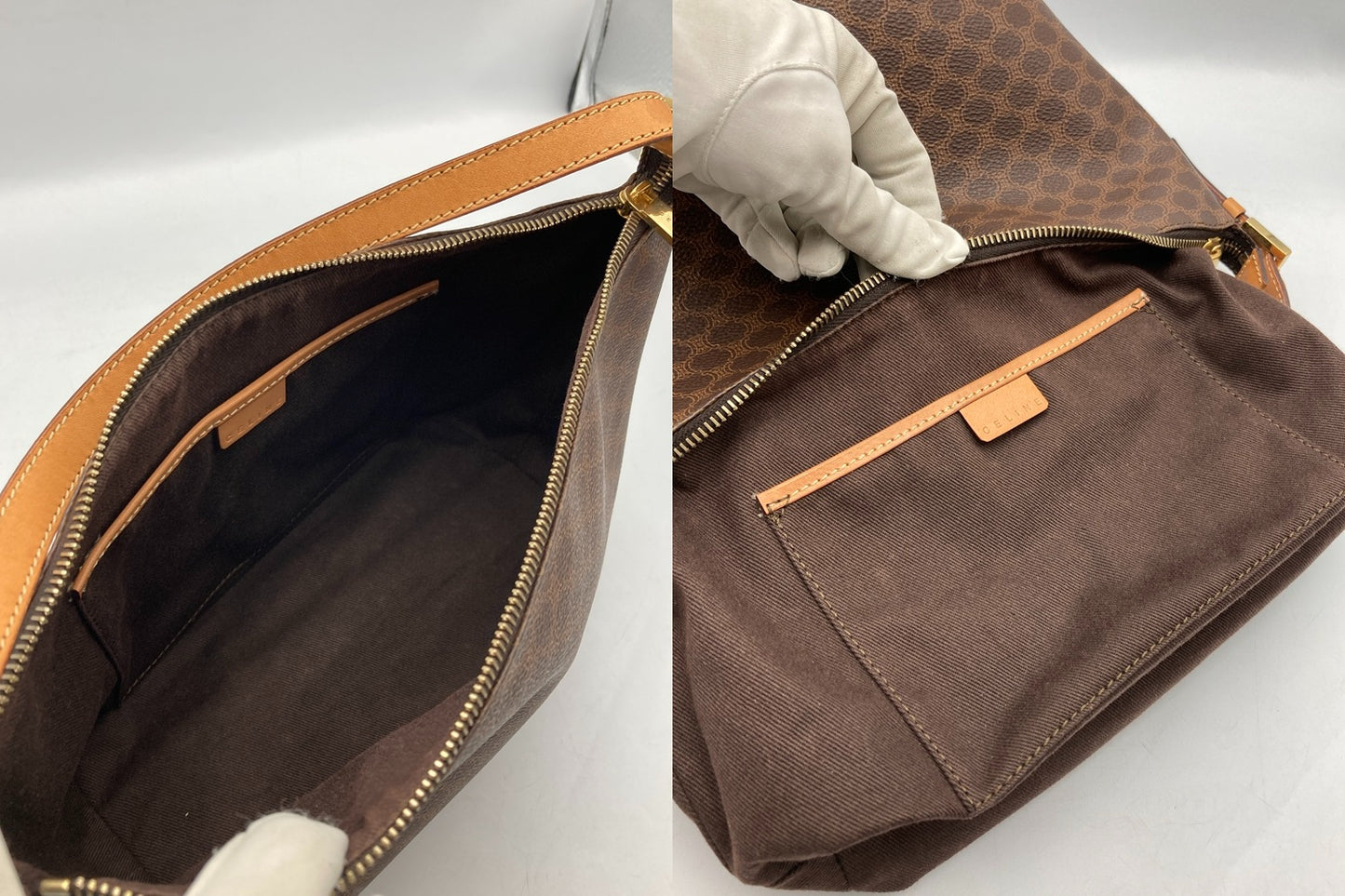 CELINE セリーヌ マカダム ワンショルダー ハンドバッグ 中古 D4