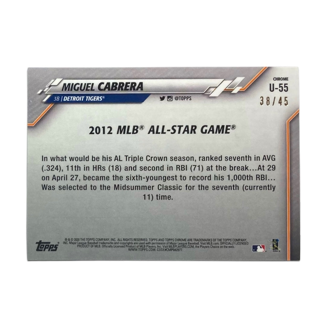 TOPPS MLBカード CHROME MIGUEL CABRERA DETROIT TIGERS /45 #U-55 中古 IT2