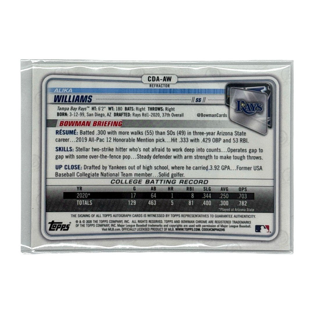 TOPPS MLBカード BOWMAN CHROME 1ST ALIKA WILLIAMS TAMPA BAY RAYS /499 #CDA-AW 中古 IT1