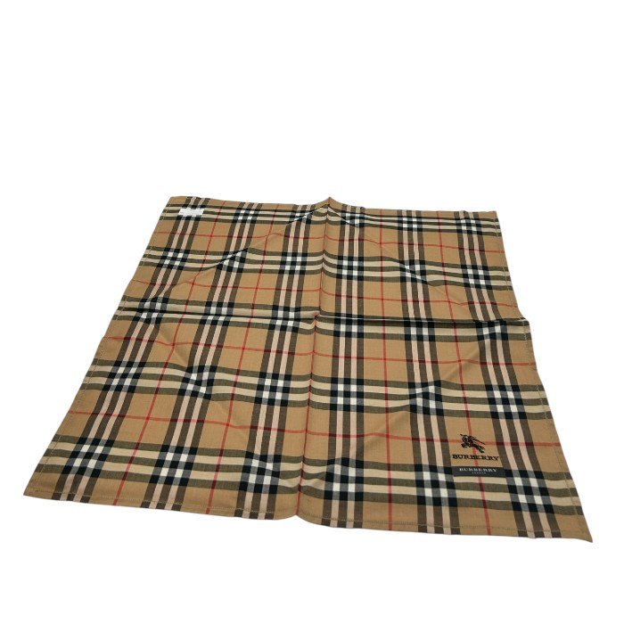 未使用品 BURBERRY バーバリー ハンカチ 2枚 セット チェック柄 ブラウン ネイビー レディース おしゃれ 中古 W4