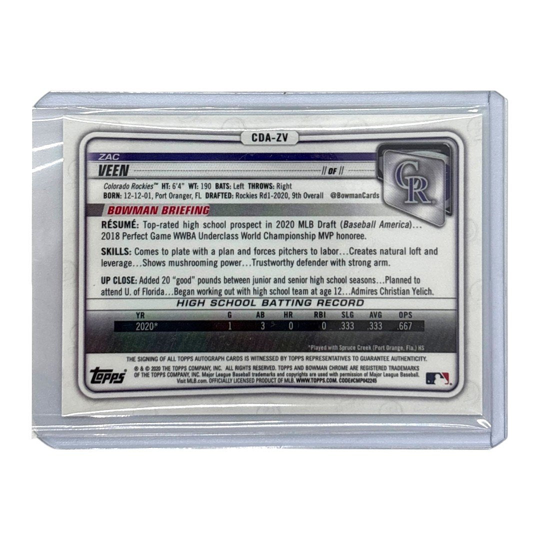 TOPPS MLBカード BOWMAN CHROME 1ST ZAC VEEN COLORADO ROCKIES #CDA-ZV 中古 IT1