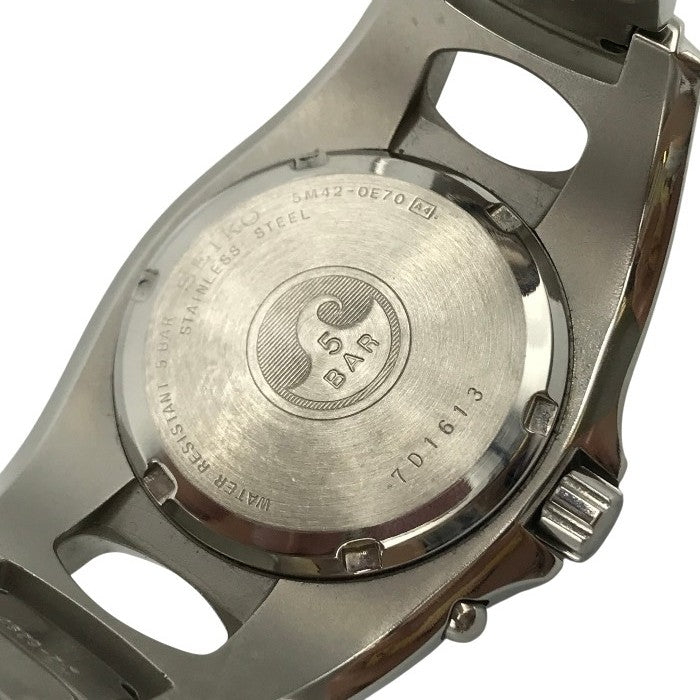 SEIKO セイコー KINETIC 腕時計 メンズ アナログ クォーツ デイト SS キネティック 発電 シルバー/イエロー 5M42-0E70 中古 T1