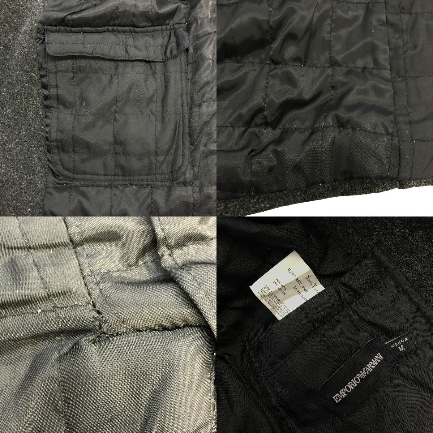 EMPORIO ARMANI エンポリオアルマーニ コート メンズ ミドル丈 ウール フード チャコールグレー Mサイズ 中古 T1