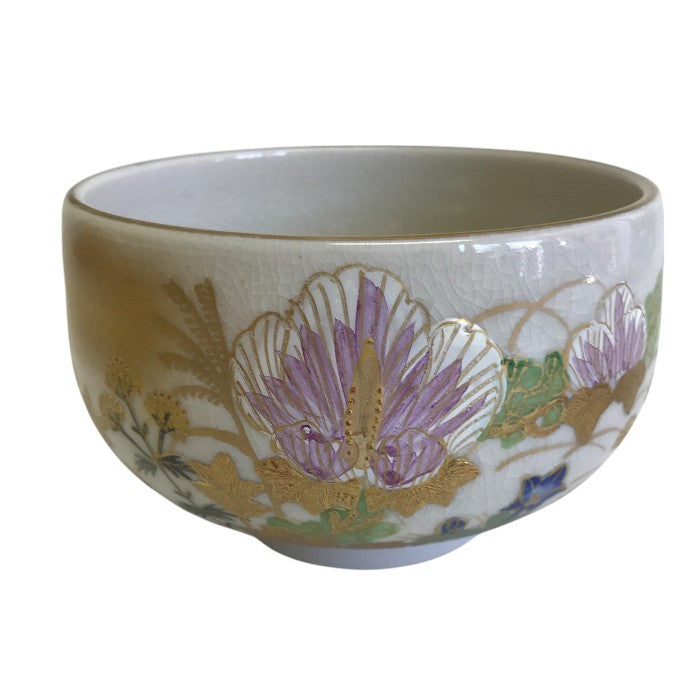 九谷焼 芦湖 茶碗 和食器 抹茶茶碗 茶道 お茶道具 中古 W1