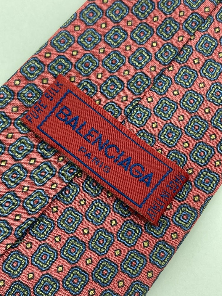 BALENCIAGA バレンシアガ ネクタイ シルク100% 総柄 幾何学模様 中古 D4