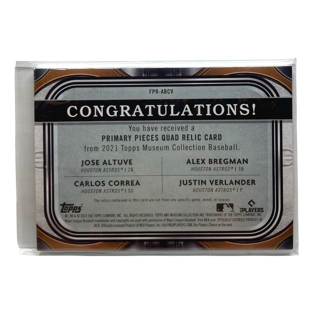 TOPPS MLBカード MUSEUM COLLECTION JOSE ALTUVE ALEX BREGMAN CARLOS CORREA JUSTIN VERLANDER ASTROS 55/99 #FPR-ABCV 中古 IT2