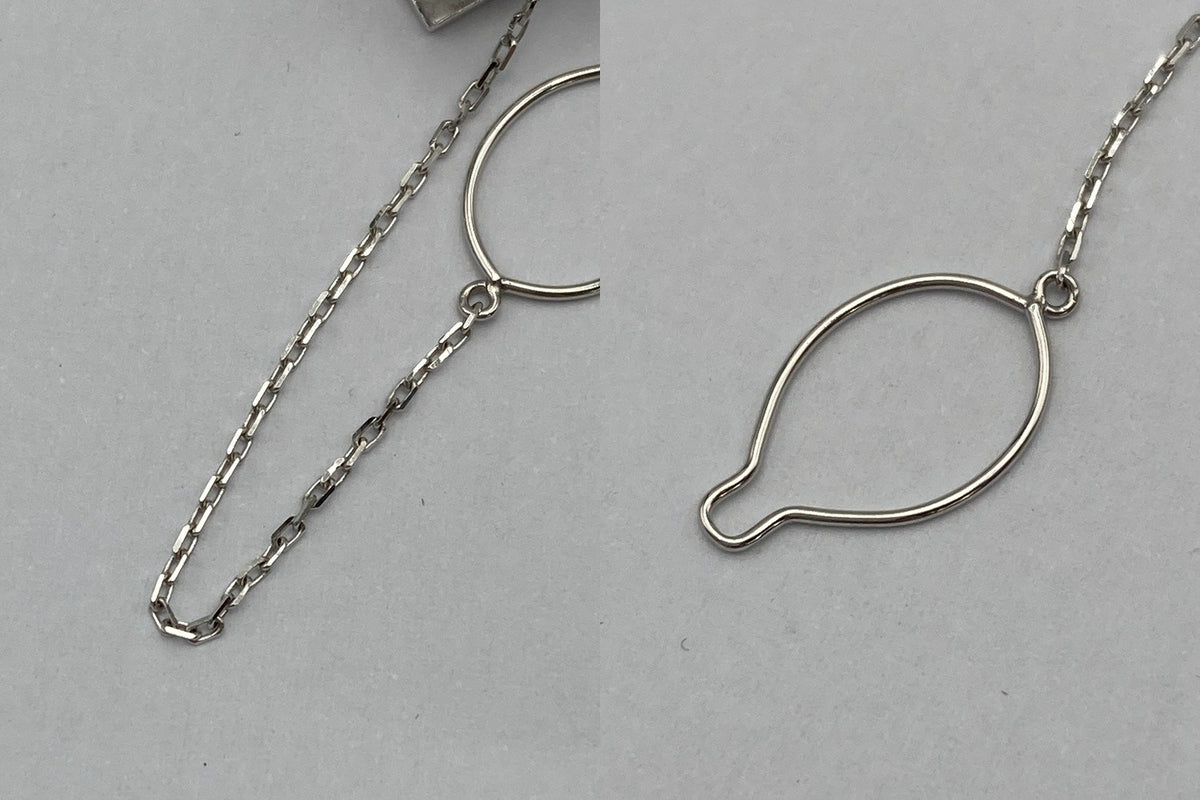 K14WG パール ネクタイピン チェーン付 中古 D4