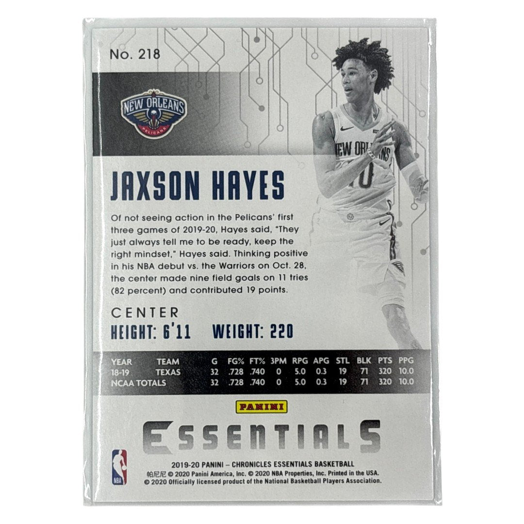 PANINI NBAカード CHRONICLES ESSENTIALS JAXSON HAYES NEW ORLEANS PELICANS /99 #218 中古 IT1