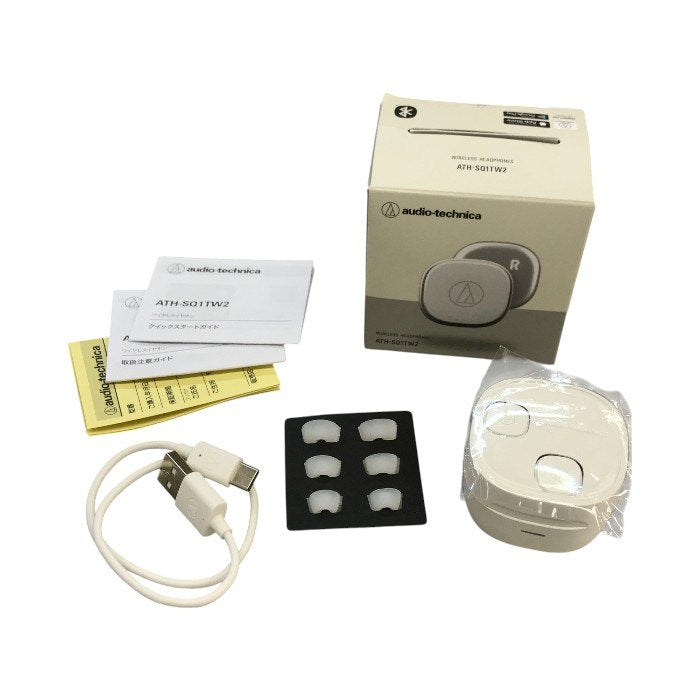 audio-technica オーディオテクニカ 完全ワイヤレスイヤホン ホワイト 小型 軽量 通話 Qi充電 ATH-SQ1TW2 WH 中古 T1